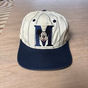 VINTAGE 90s DISNEY • MICKEY MOUSE "M" PINSTRIPE CAP